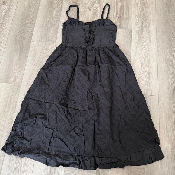 Commense Milk Maid Ruffle Hem Cami Corset Midi Coastal Cottage Dress Black L - Picture 3 of 5